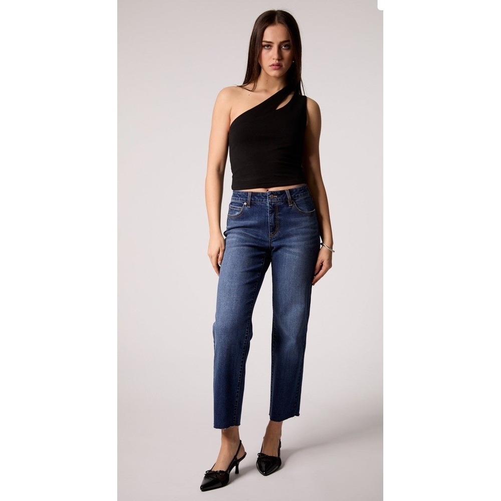 Blue Revival Recycled Blue Denim Size 28 Mid Rise Straight Leg Jeans Raw Hem